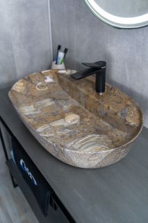 Раковина Gid Mnc346T 54471 накладная под камень глянцевая 61x41x14